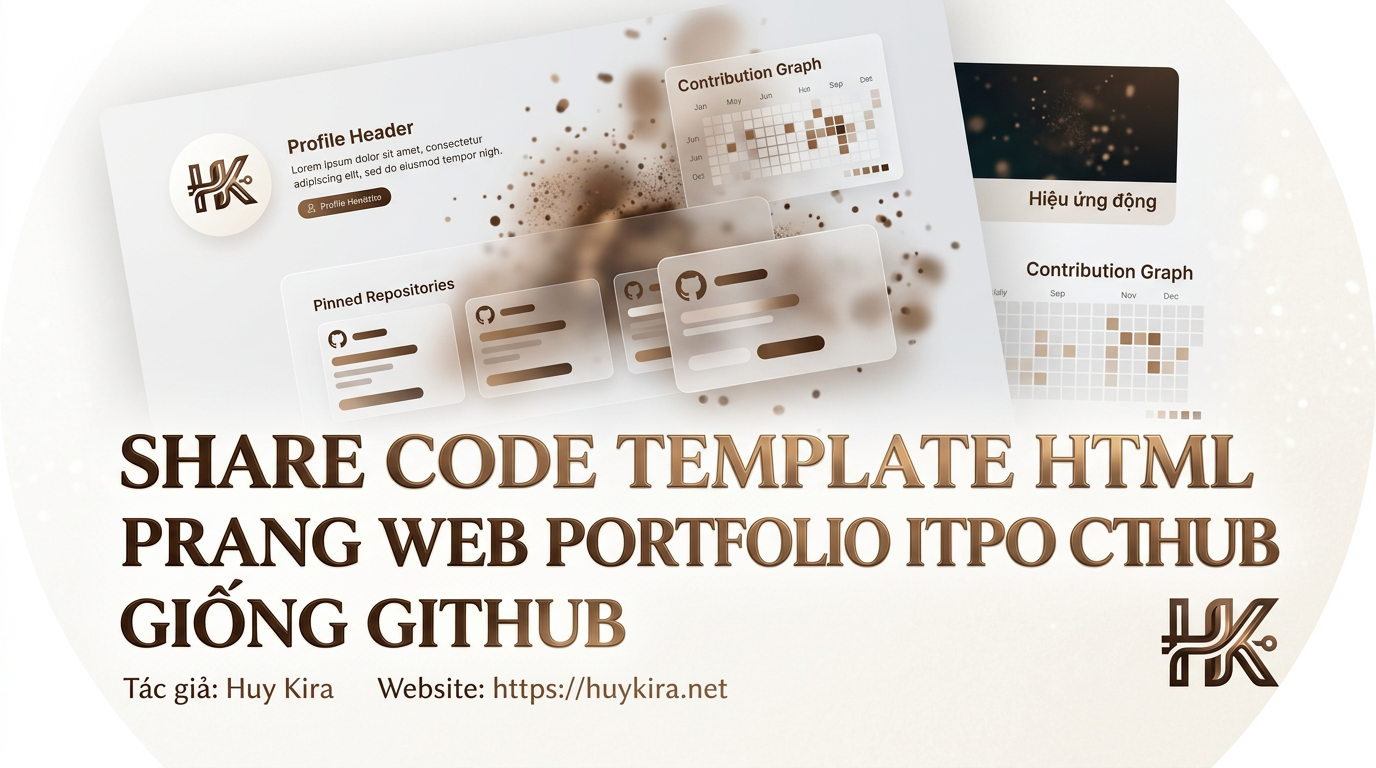 Share code template HTML trang web portfolio giống github