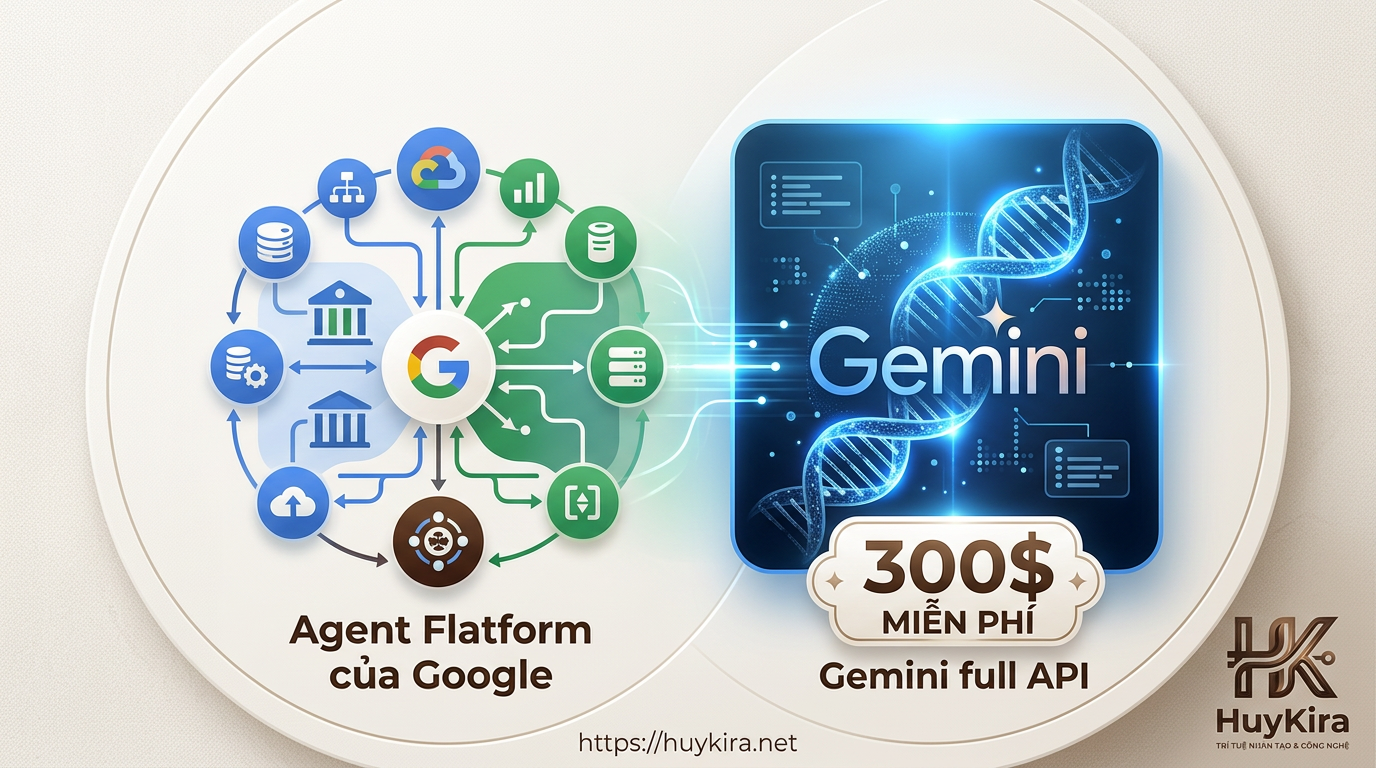 Agent Flatform của Google và 300$ miễn phí gọi full API Gemini